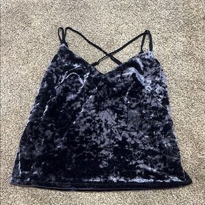 Blue Velvet Sleeveless Camisole with Spaghetti Straps